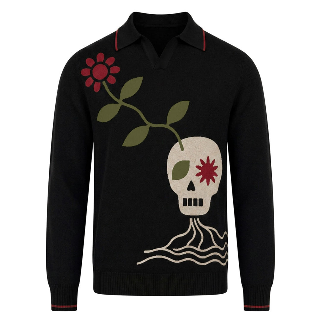 Abrikosstribet klassisk Jacquard Polo til mænd