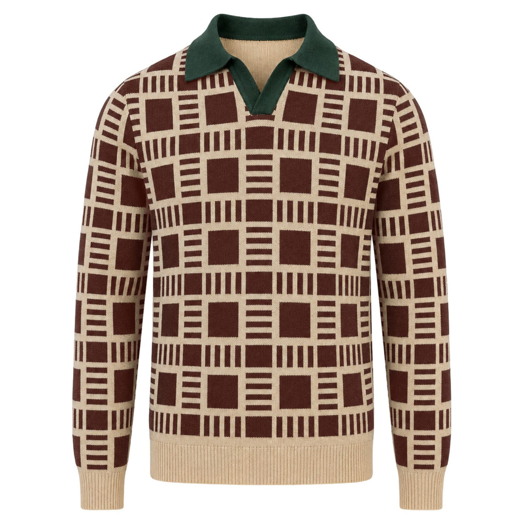 Abrikosstribet klassisk Jacquard Polo til mænd