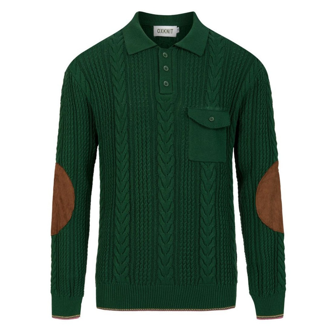 Abrikosstribet klassisk Jacquard Polo til mænd