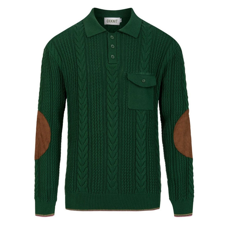 Abrikosstribet klassisk Jacquard Polo til mænd