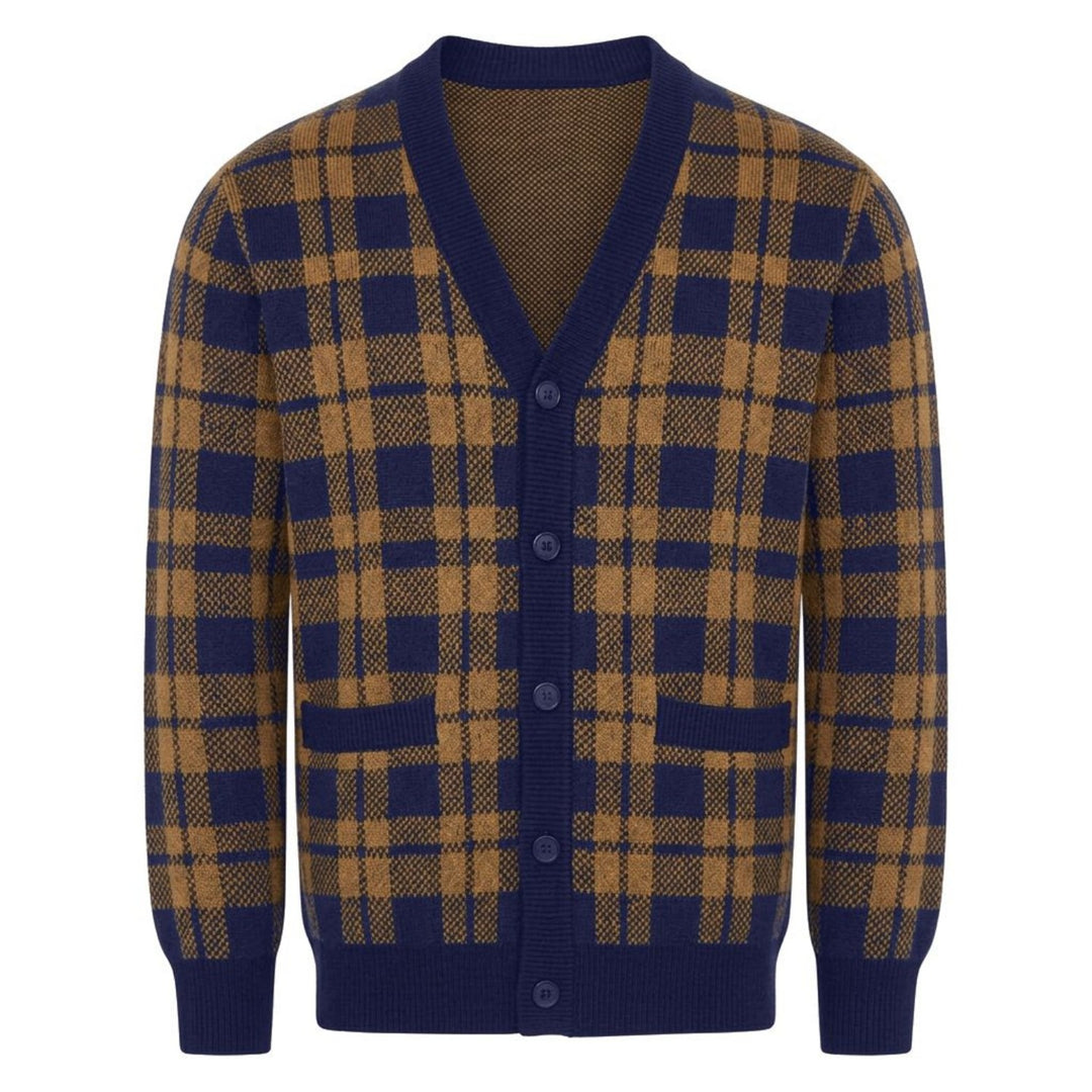 Gele tijgerjacquard herensweaterjas
