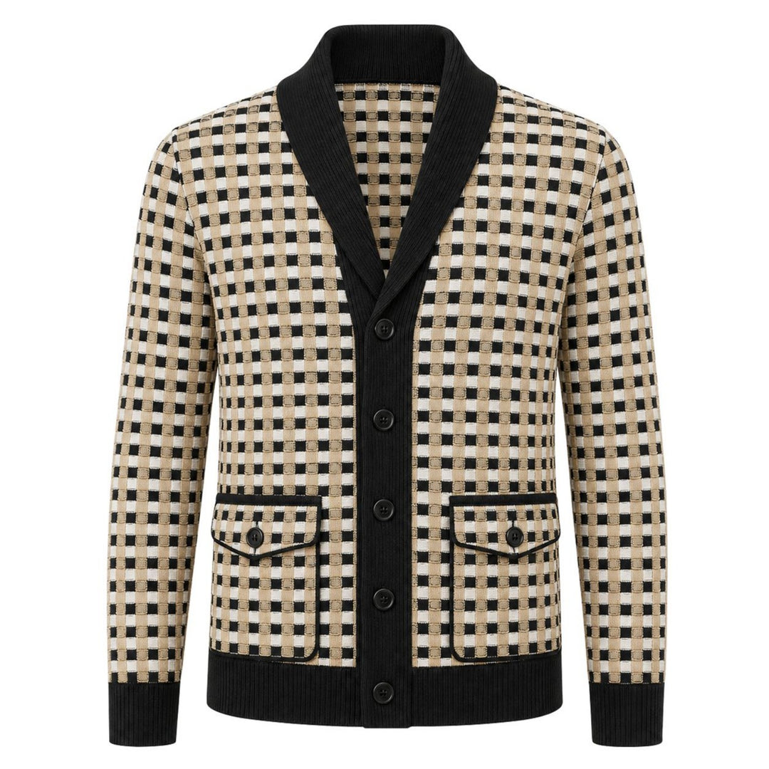 Abrikosstribet klassisk Jacquard Polo til mænd