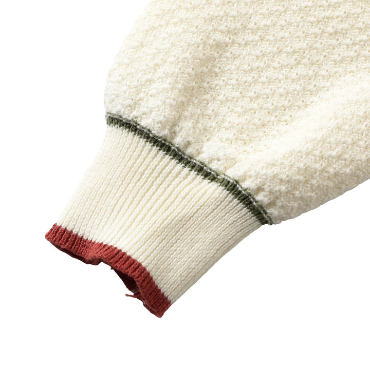 Men's Beige Italian Vintage Sporty Mock Neck Zip-Up Knit Sweater