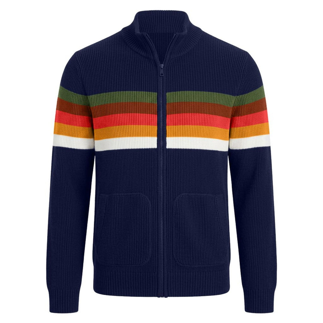Abrikosstribet klassisk vintage jacquardstrik til mænd