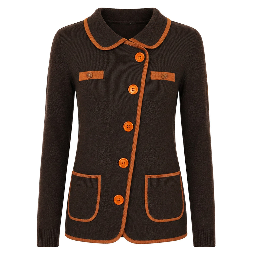 Dame Mørkeblå Vintage Classic Dot Design jacquard strikkeplagg