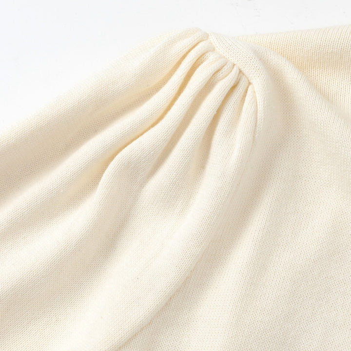 Dame Beige 70-talls Romantisk Sommerfugl Brodert Strikket Cardigan med Knyting foran