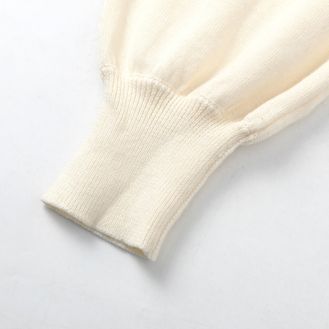 Dame Beige 70-talls Romantisk Sommerfugl Brodert Strikket Cardigan med Knyting foran