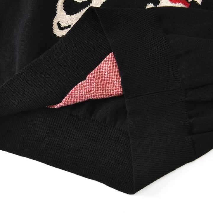 Dame Svart Vintage Gotisk Hodeskalle Jacquard Strikkegenser