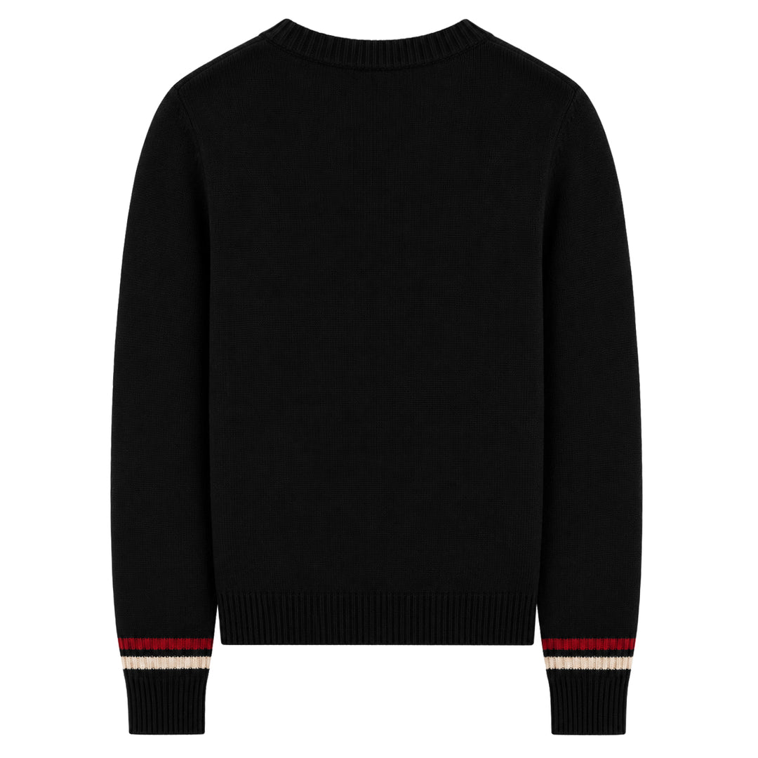Women's Black Vintage Gothic Skull Jacquard Knit Sweater