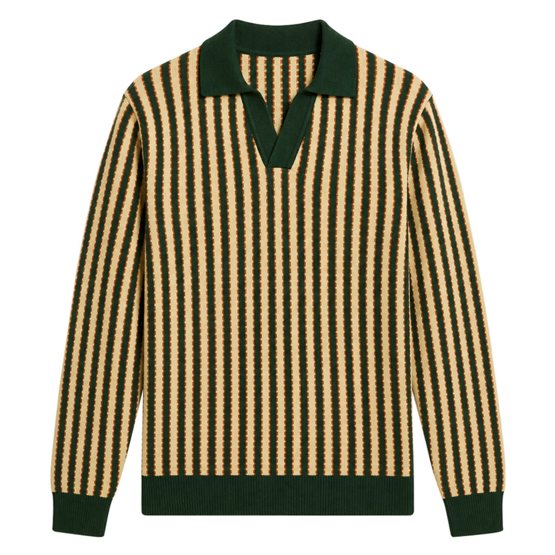 Herre Vintage Brun Klassisk Rutete Jacquardstrikket Cardigan