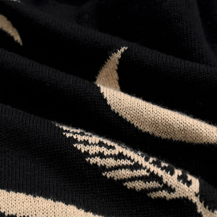 Cardigan de Malha Feminino Gótico Escuro Místico com Jacquard de Borboleta e Decote em V