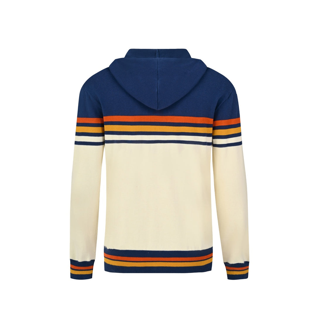 Herre Beige 70-talls Sporty Collegiate Hette Strikket Cardigan