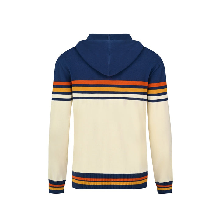 Herre Beige 70-talls Sporty Collegiate Hette Strikket Cardigan