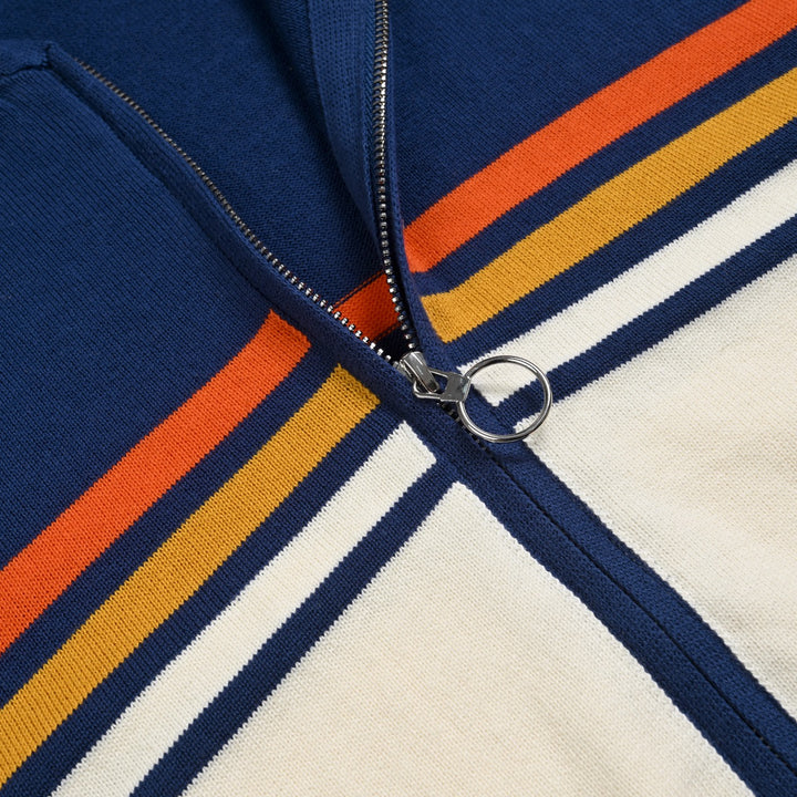 Herre Beige 70-talls Sporty Collegiate Hette Strikket Cardigan