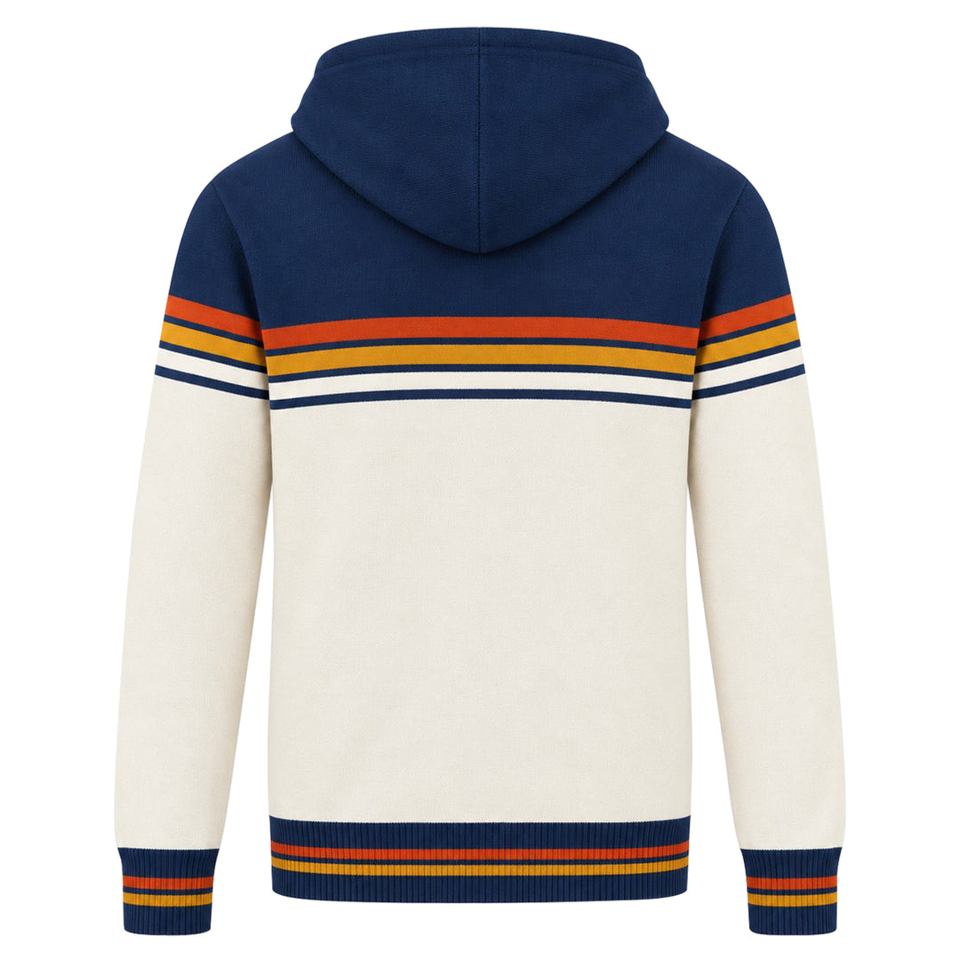 Herre Beige 70-talls Sporty Collegiate Hette Strikket Cardigan