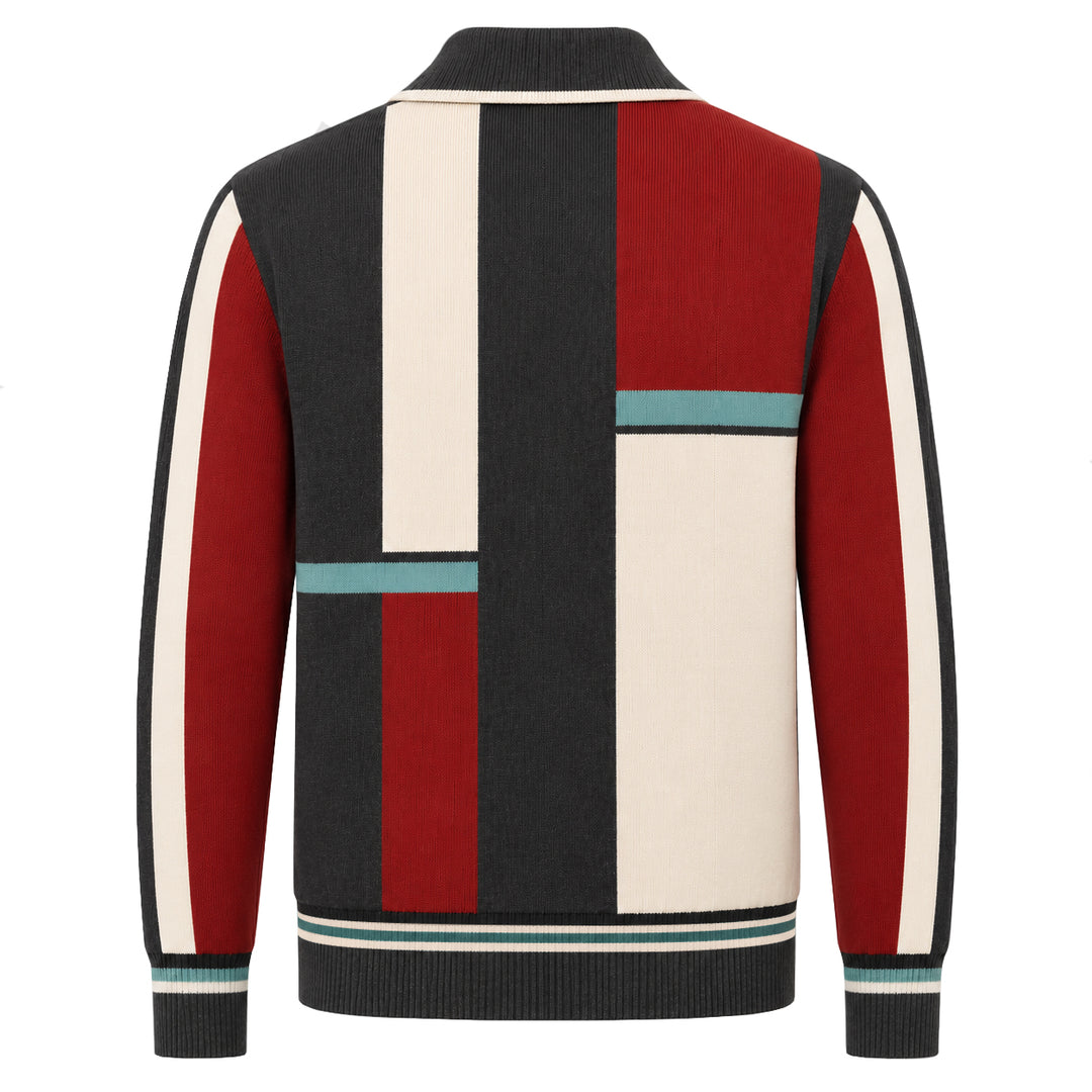 Heren Vintage Bruin Klassiek Geruit Jacquard Gebreid Vest