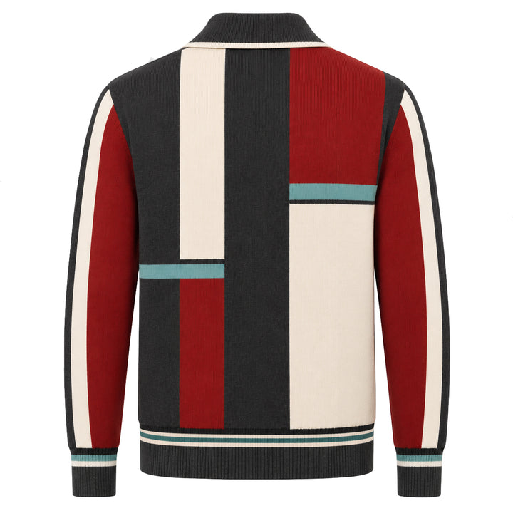 Heren Vintage Bruin Klassiek Geruit Jacquard Gebreid Vest