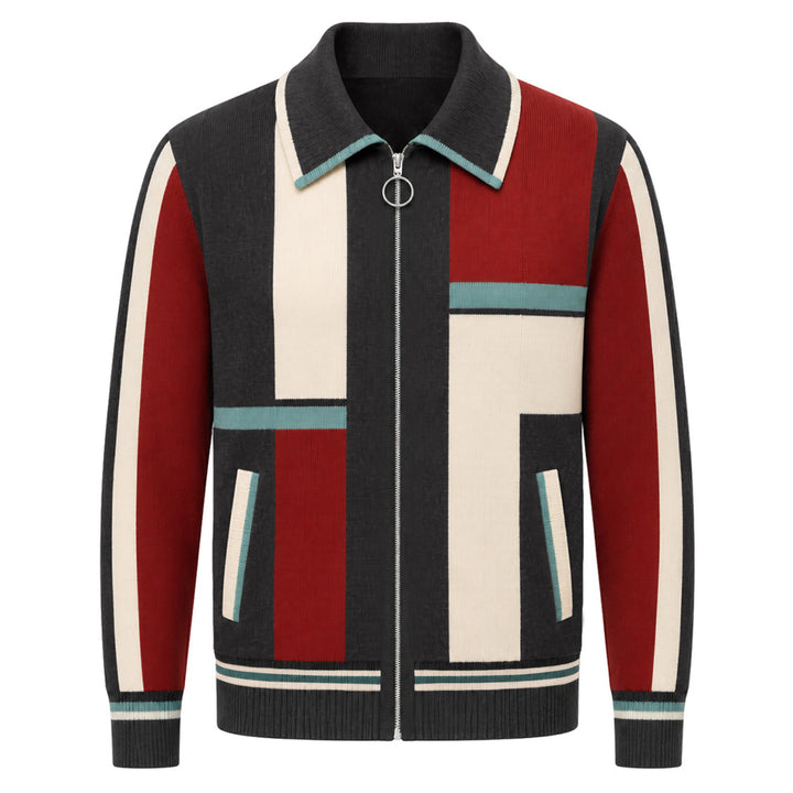 Heren Vintage Bruin Klassiek Geruit Jacquard Gebreid Vest