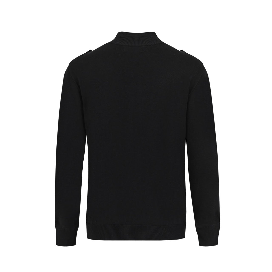 Herre Sort Skull Punk Lomme Rullekrave Lynlås Strik Cardigan