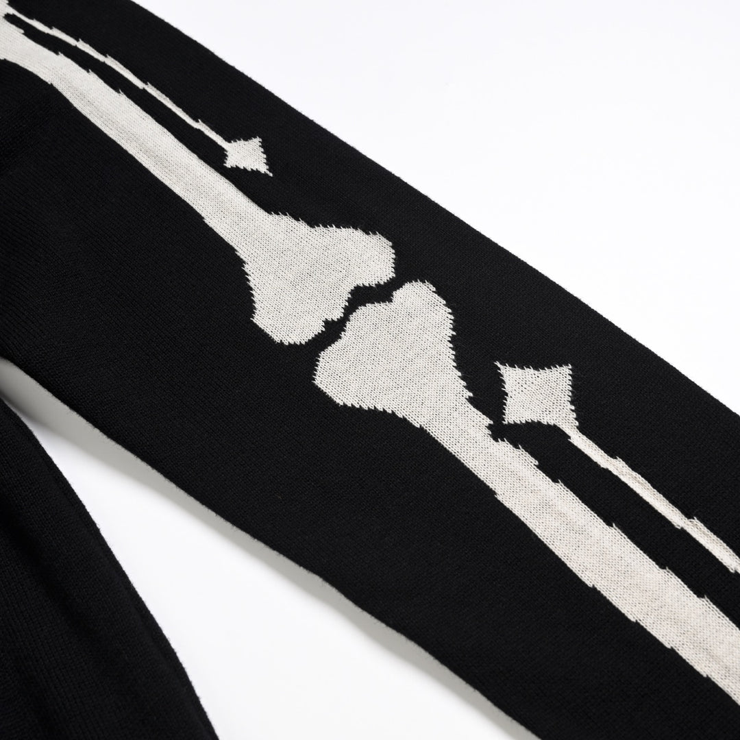 Herre Sort Skull Punk Lomme Rullekrave Lynlås Strik Cardigan