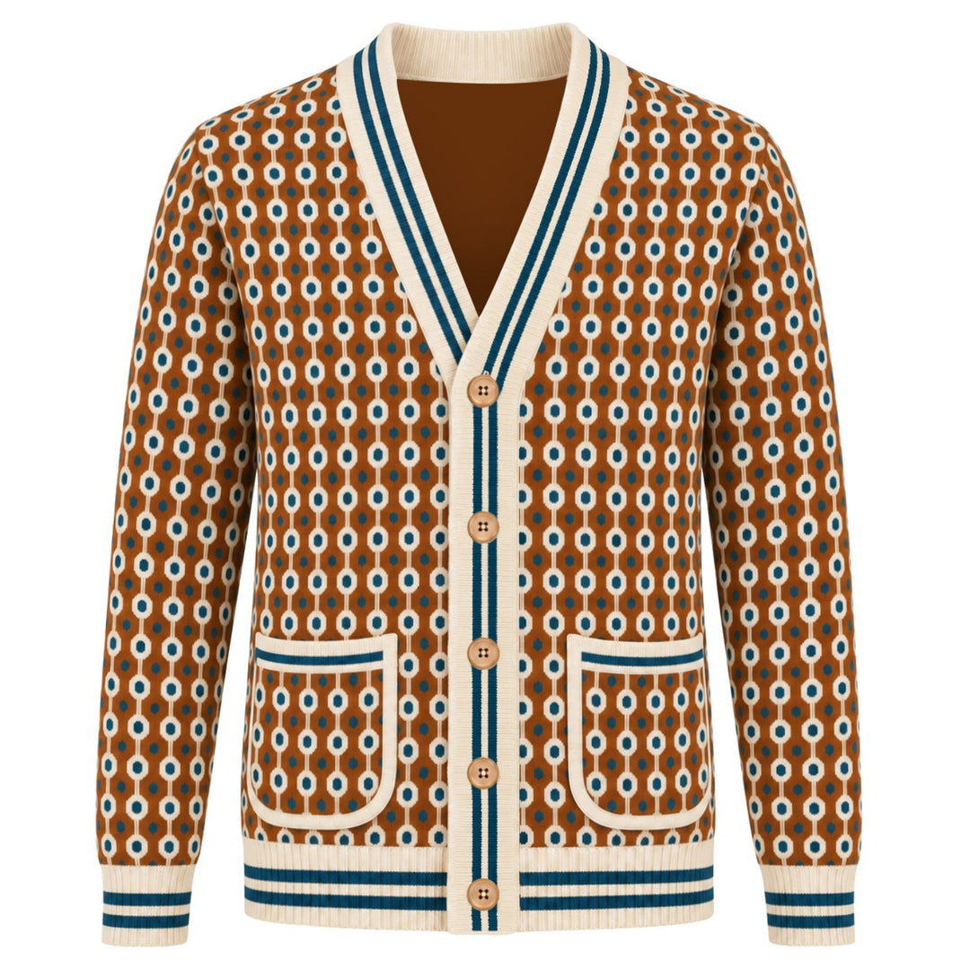 Sweater jacket jacquard tigre jaune pour homme