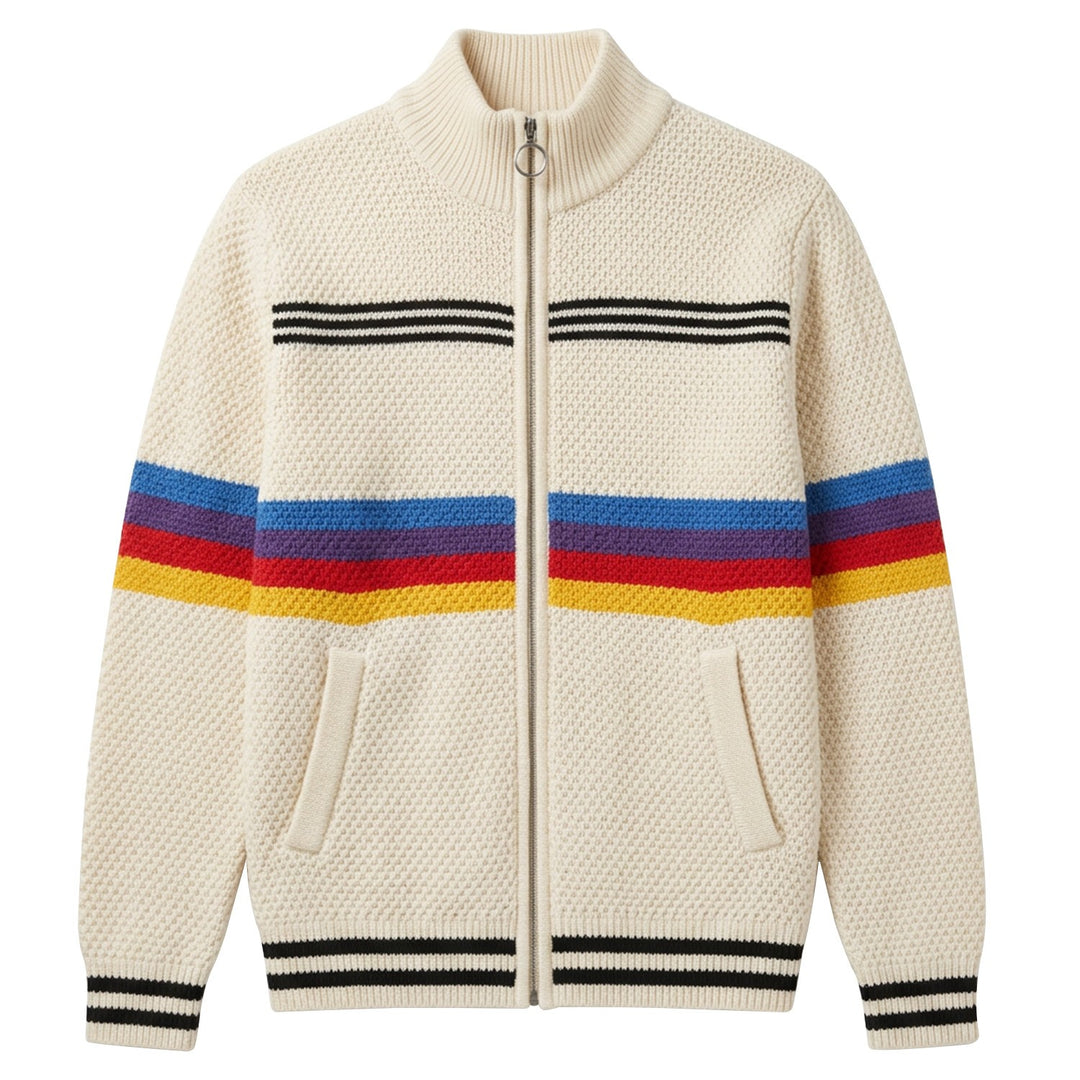 Herre 70'er Retro Sort Fransk Bulldog Jacquard Striktrøje