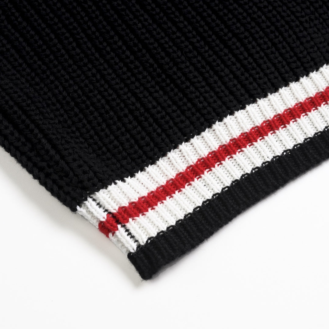 Herre svart asymmetrisk glidelås jacquard strikket cardigan med sjalkrage