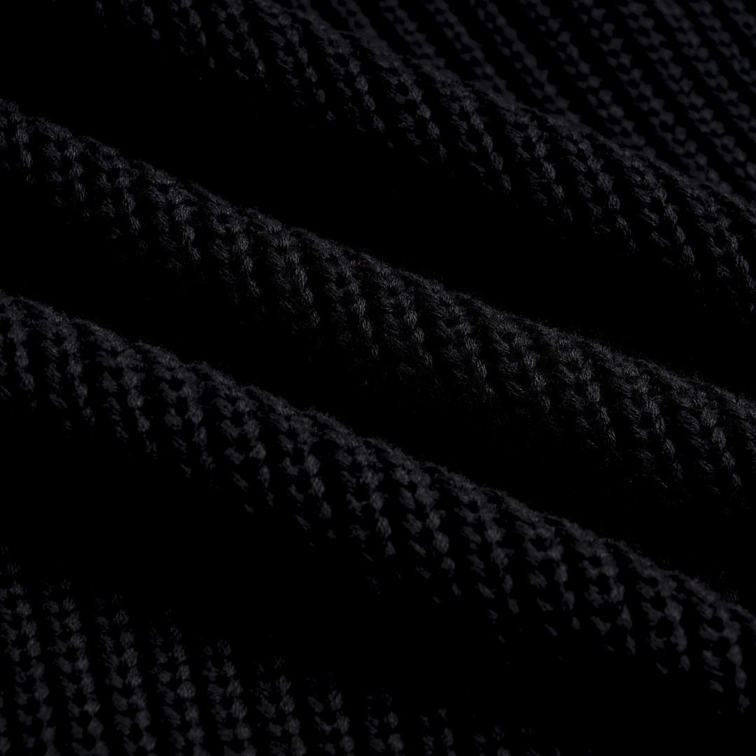 Herre svart asymmetrisk glidelås jacquard strikket cardigan med sjalkrage