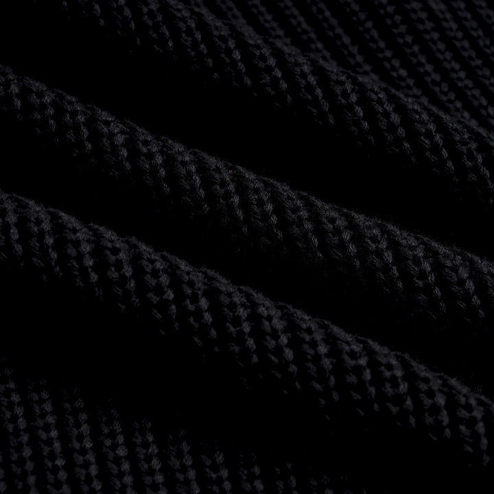 Herre svart asymmetrisk glidelås jacquard strikket cardigan med sjalkrage