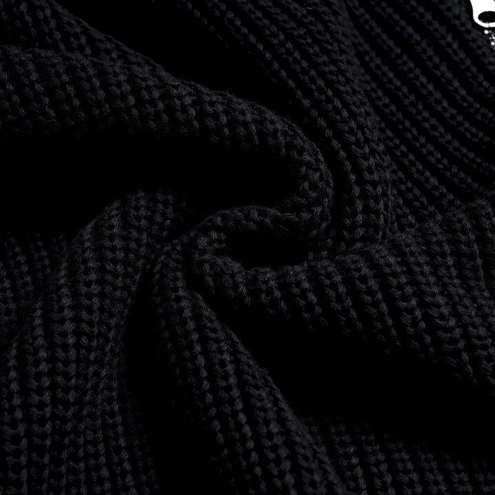 Herre svart asymmetrisk glidelås jacquard strikket cardigan med sjalkrage