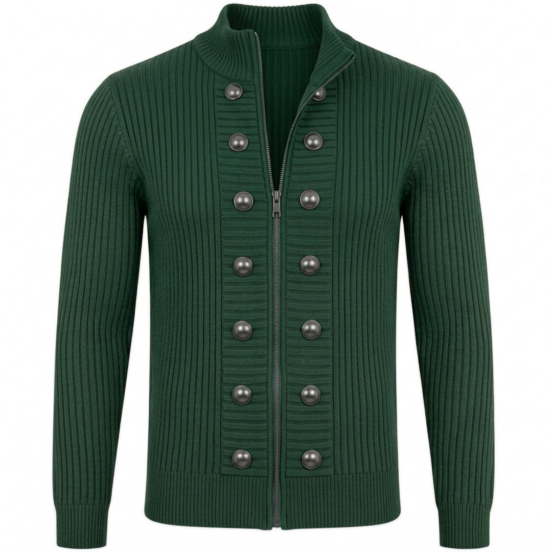 Cardigan en maille jacquard à carreaux classique vintage marron pour homme