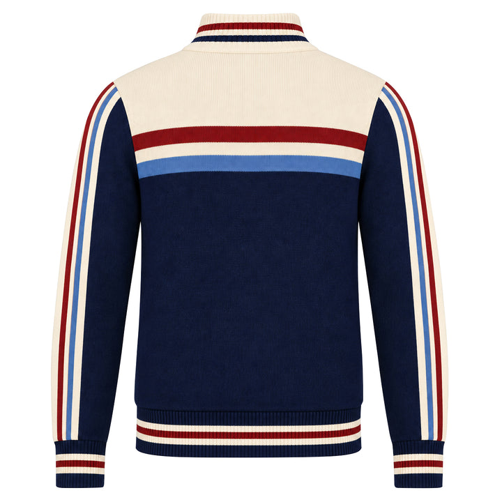 Pull jacquard rétro noir des années 70 pour homme avec bouledogue français