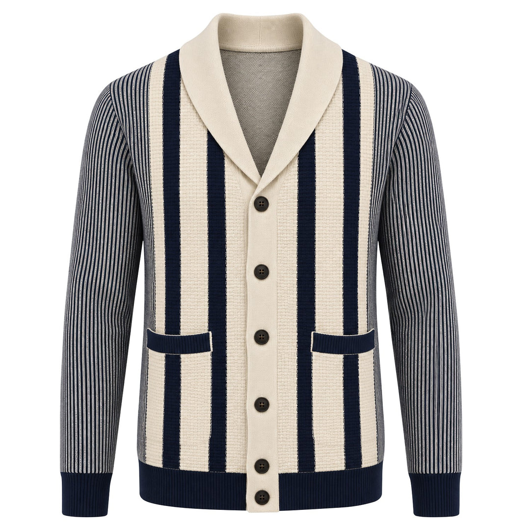 Herren Vintage Braun Klassische Karo Jacquard Strickjacke