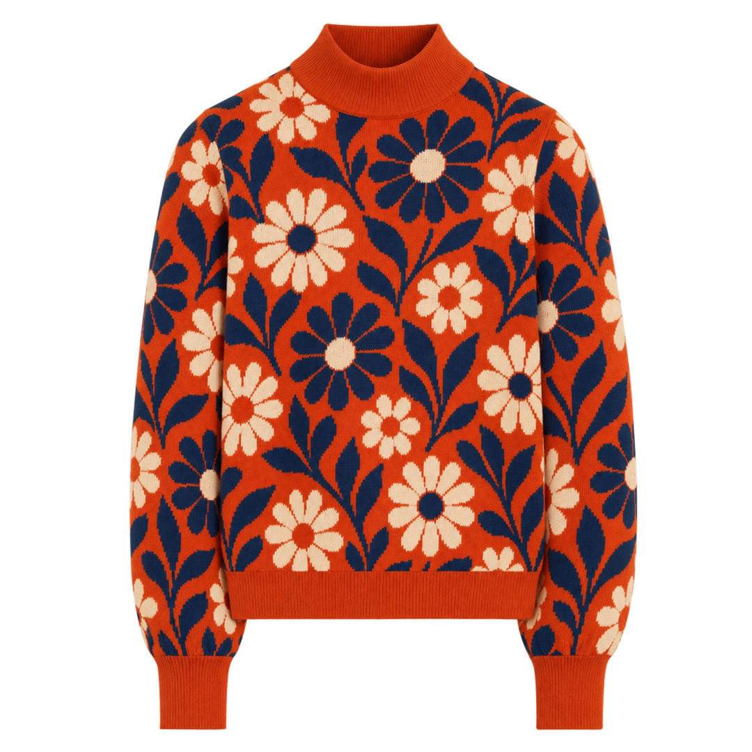 Damen Vintage Pudel Kunst Streetwear Jacquard Strickwaren
