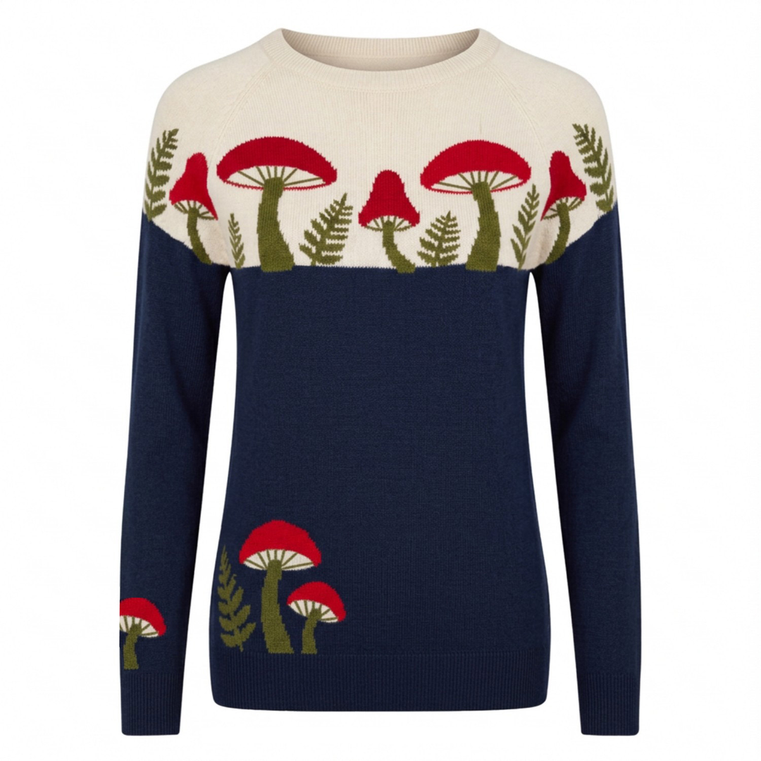 Maglione Jacquard da Donna con Motivo Barboncino Vintage Streetwear