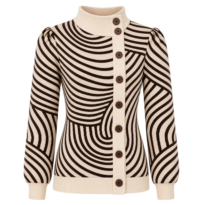 Pull jacquard vintage pour femme avec motif caniche, style streetwear