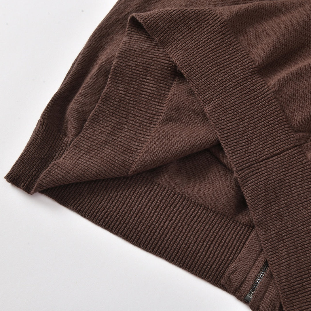Men's Vintage Brown Classic Striped Jacquard Knit Cardigan