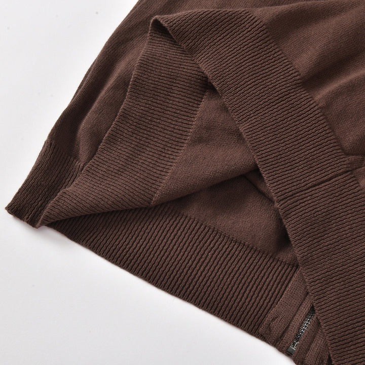 Men's Vintage Brown Classic Striped Jacquard Knit Cardigan