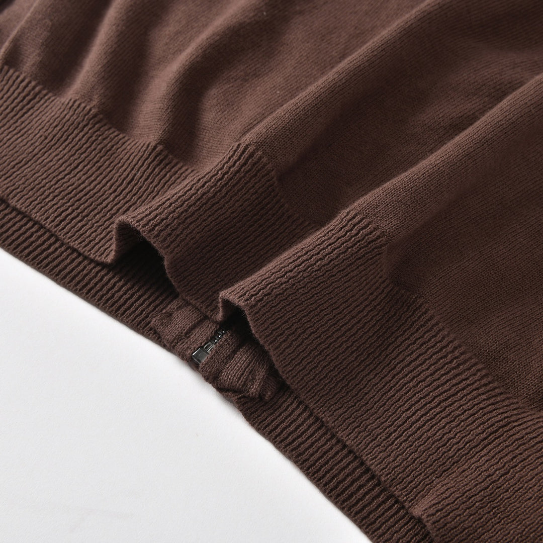 Men's Vintage Brown Classic Striped Jacquard Knit Cardigan