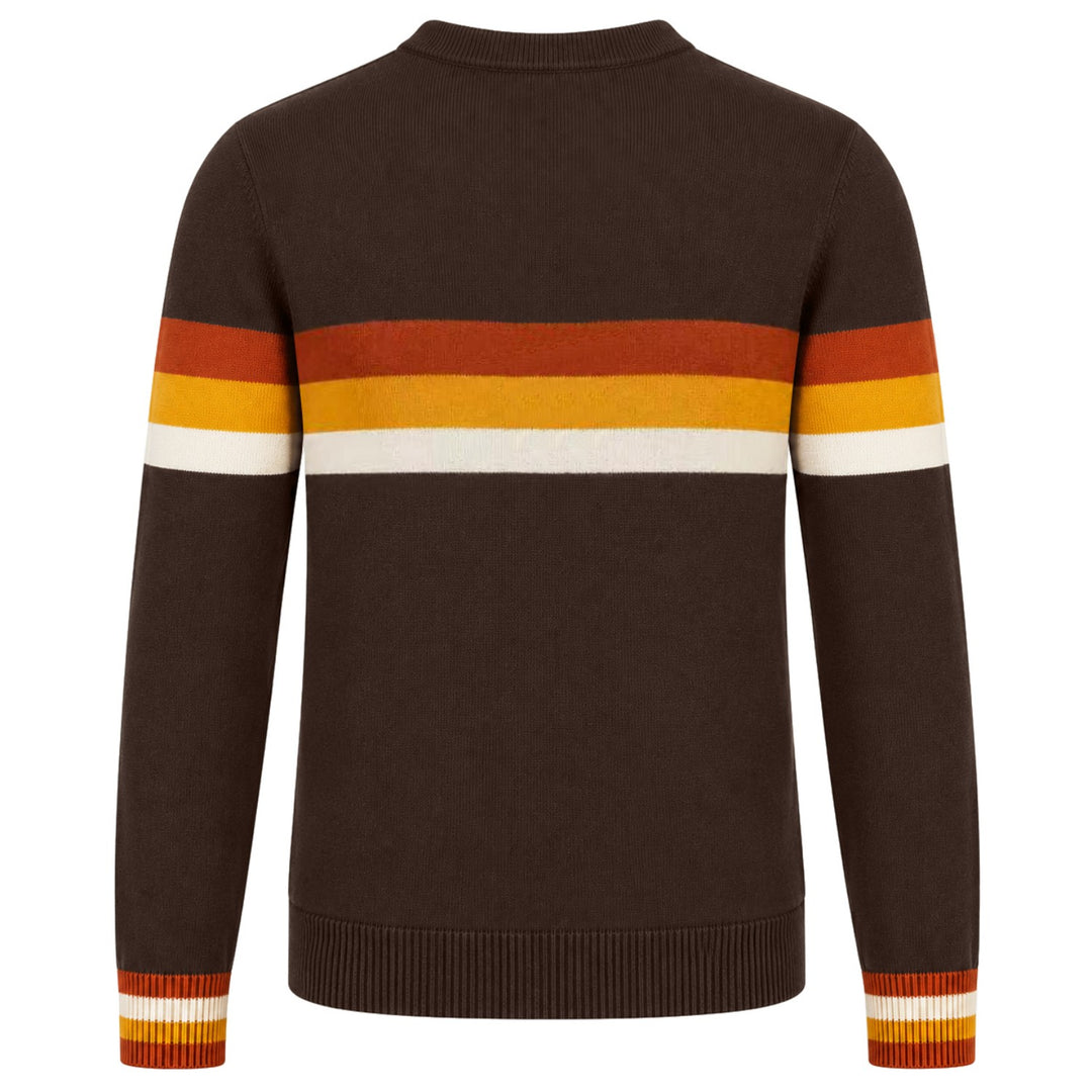 Men's Vintage Brown Classic Striped Jacquard Knit Cardigan