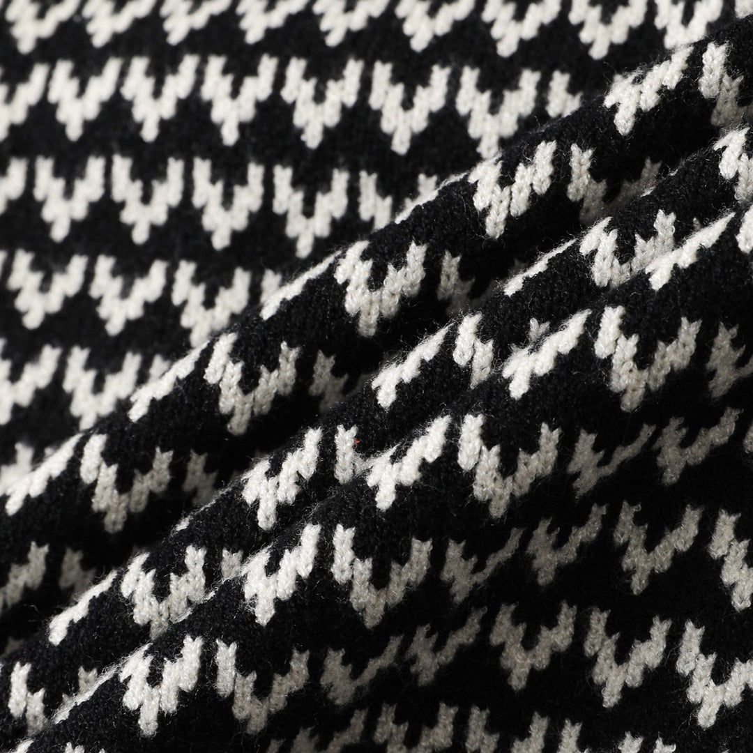 Herre Retro Svart 70-talls Klassisk Stripet Jacquardstrikket Cardigan