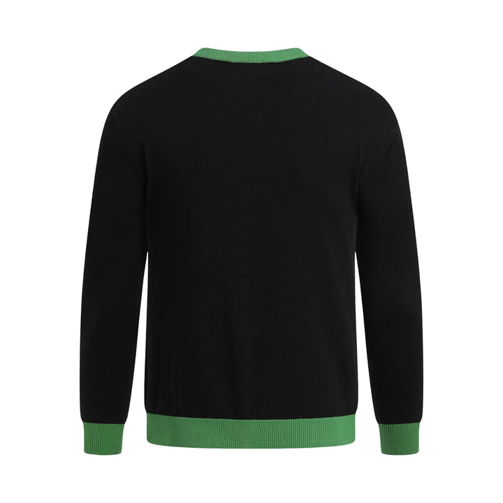 Maglione jacquard retrò anni '70 nero con Bulldog Francese da uomo