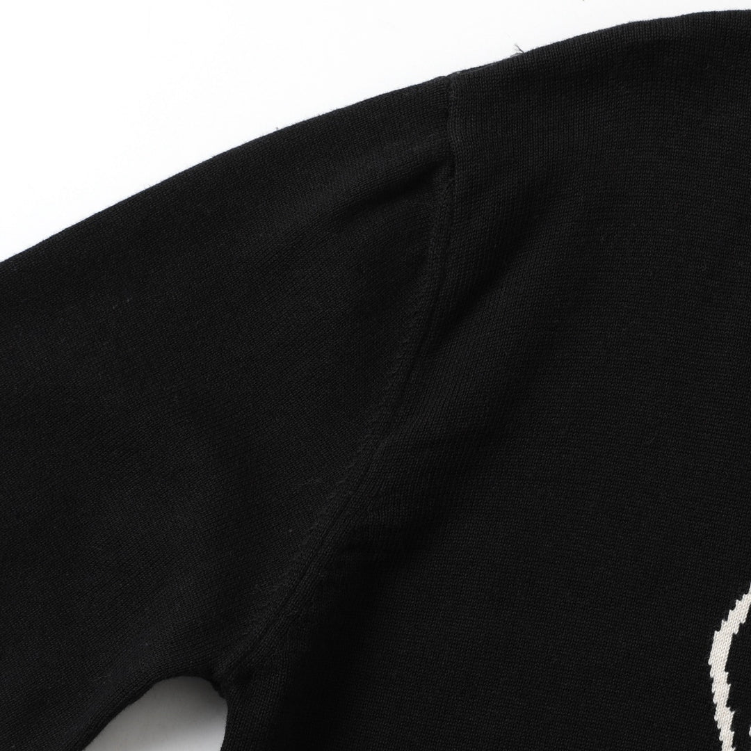 Maglione jacquard retrò anni '70 nero con Bulldog Francese da uomo