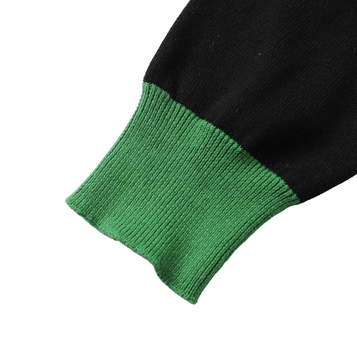 Maglione jacquard retrò anni '70 nero con Bulldog Francese da uomo