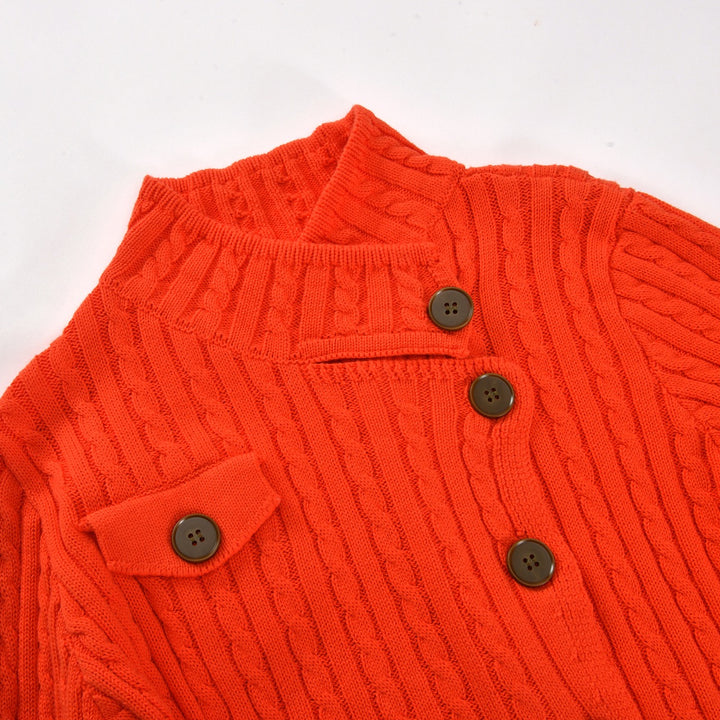 Dames Britse Oranje Vintage Art Jacquard Gebreid Vest