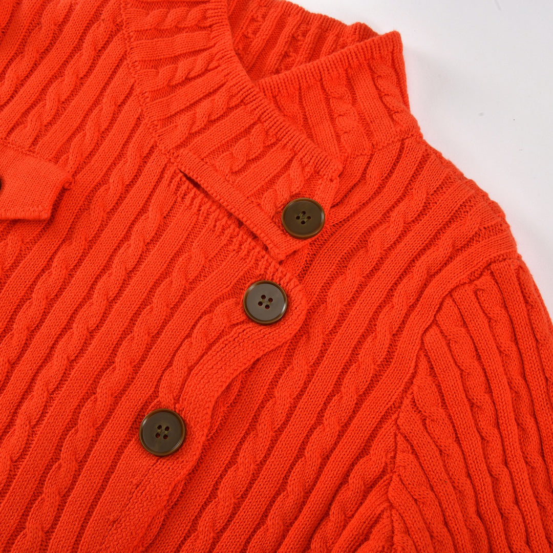 Dames Britse Oranje Vintage Art Jacquard Gebreid Vest