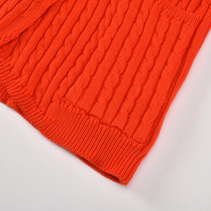 Dames Britse Oranje Vintage Art Jacquard Gebreid Vest