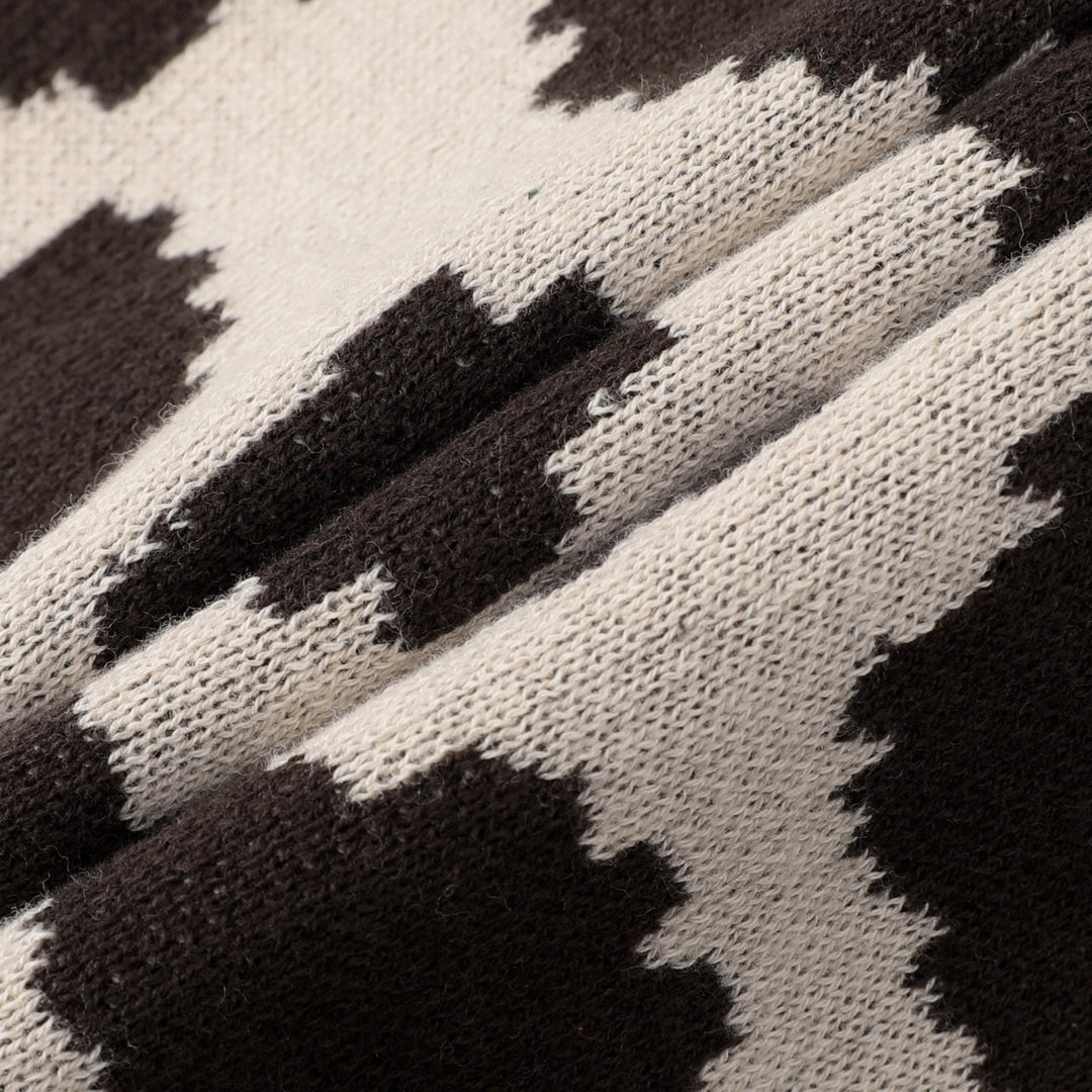 Cardigan en maille jacquard à imprimé léopard rétro des années 70 pour femme