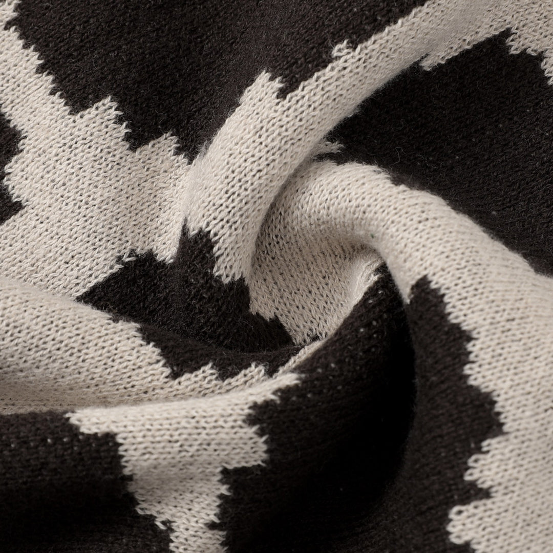 Cardigan en maille jacquard à imprimé léopard rétro des années 70 pour femme
