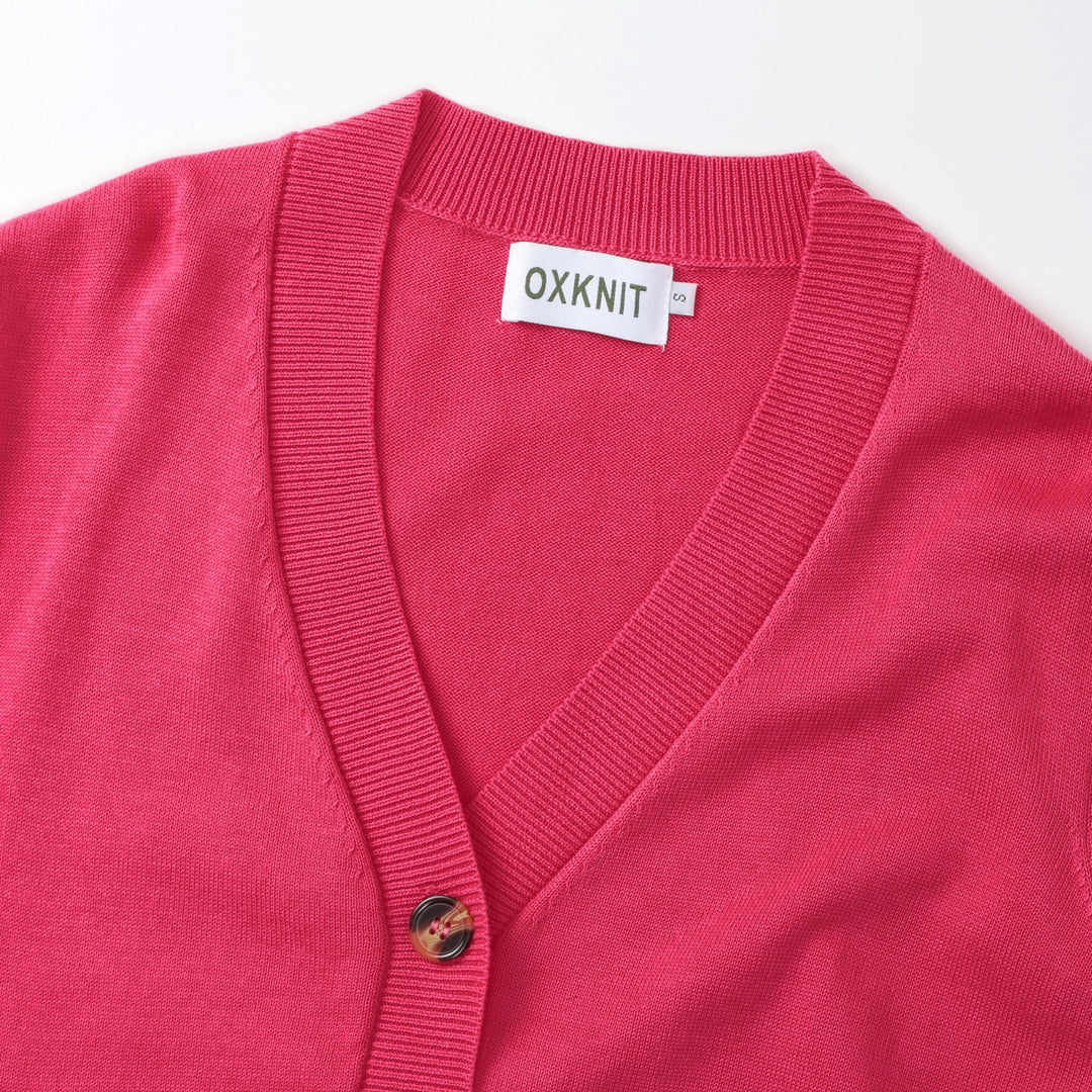 Cardigan en maille brodé éléphant rose rétro années 70 pour femme
